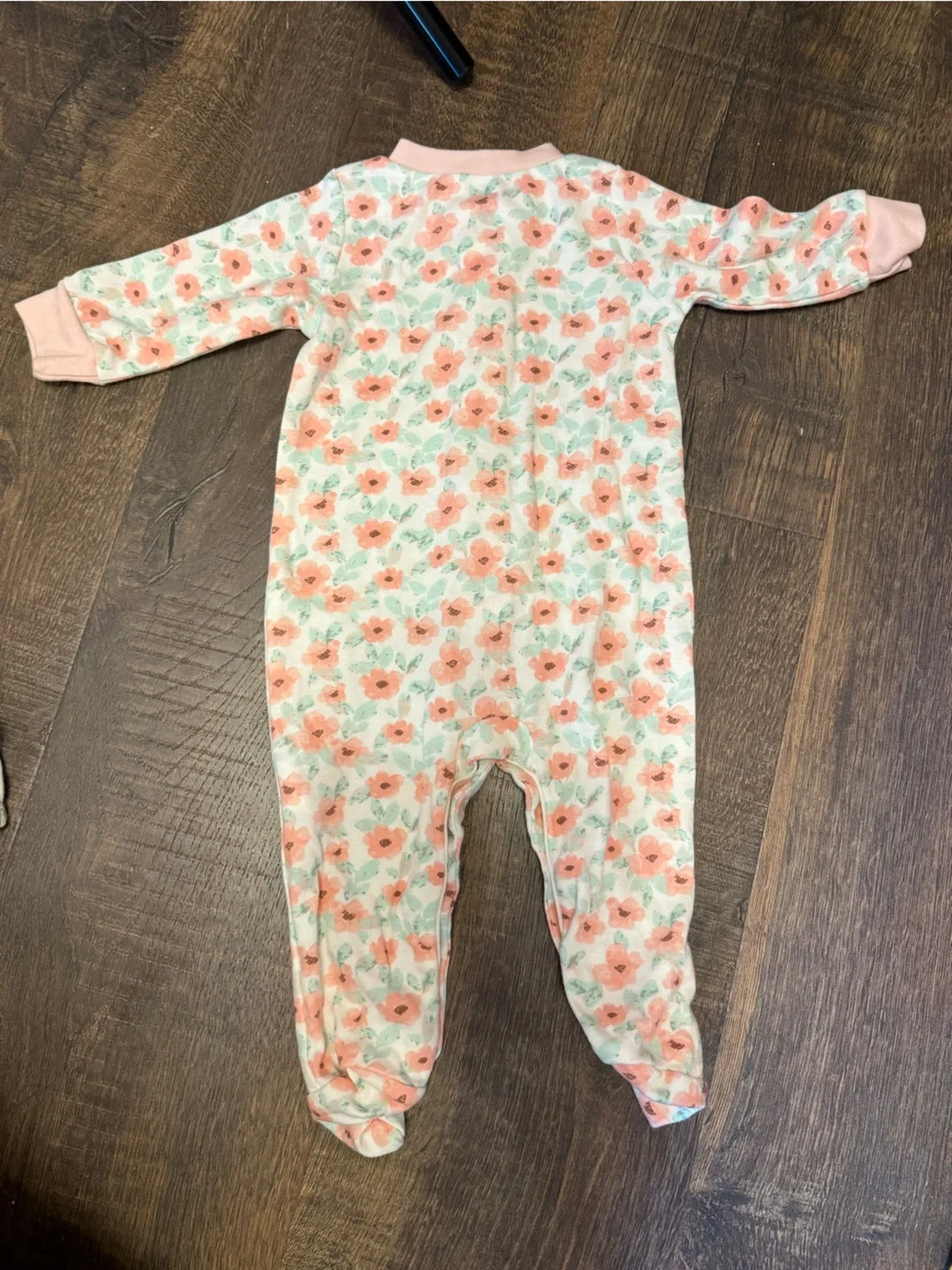 Baby Floral Footed One-Piece Pajamas - Pink Floral